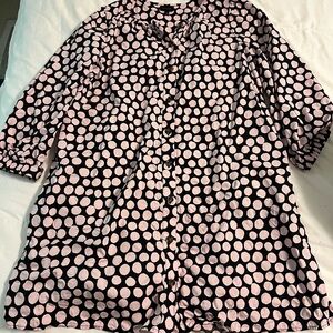 Who What Wear Pink Polka Dot Button Down Dress